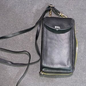 Black Leather Crossbody Wallet